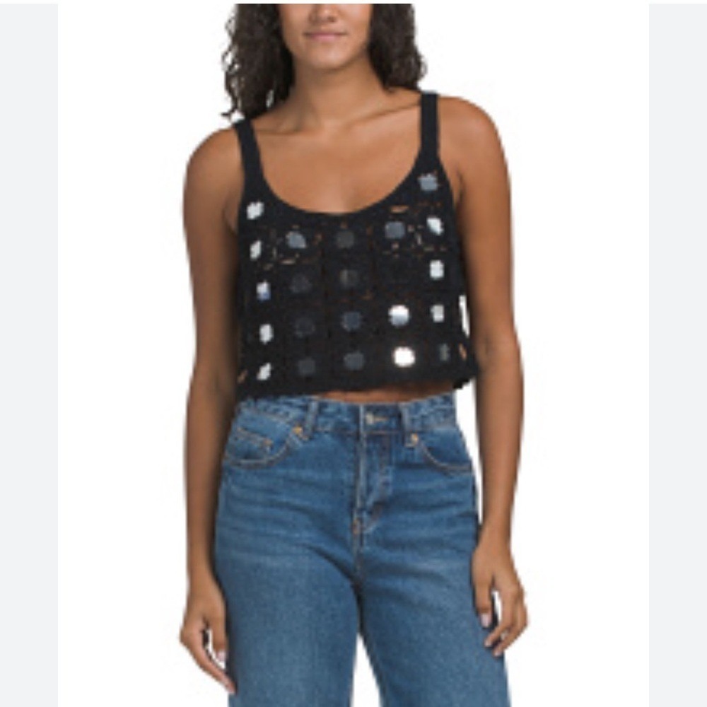 TOCCIN‎ Bristol Mirrored Scoop Neck Tank Black Size Medium Retail $495 NWT